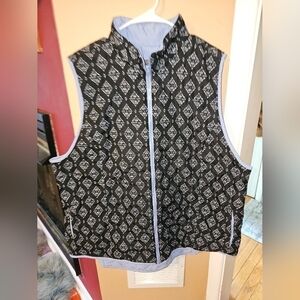 Bit & Bridle Periwinkle Blue Black Reversible Puffer Vest Size 2X
